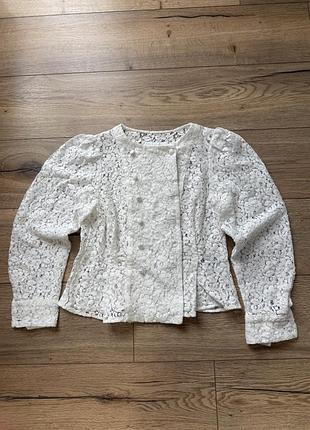 Біла кружевна блузка zara m