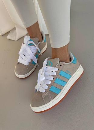😍 кроссовки женские adidas campus | «beige / blue» (6)