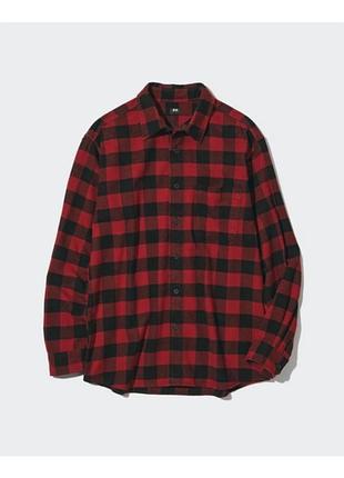 Хлопковая рубашка в клетку uniqlo