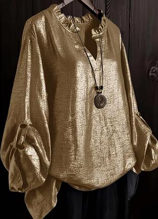 Стильна блузка в золотому кольорі, для леді + size.