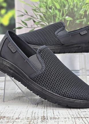Мокасины мужские adago style серые летние сетка 6137