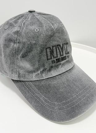 Бейсболка nyc vintage варена сіра кепка унісекс