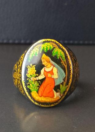 Вінтажне кільце «аленький квіточок» палех 1960-70 рр.