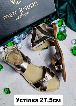 Marc joseph new york оригінал шкіряні золотисті сандалії вироблені в бразилії