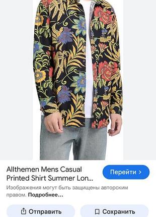 Мужская рубашка с ярким тропическим цветочным принтом от бренда allthemen
