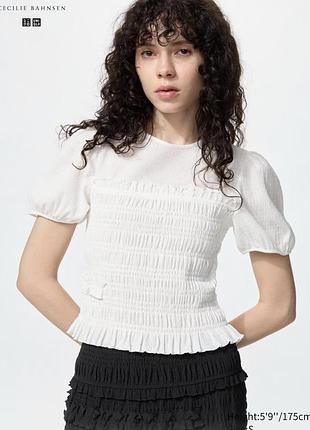 Біла блуза з обʼємними рукавами uniqlo, розмір с