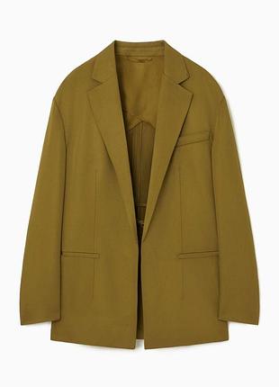 Уникальный блейзер хаки oversized tie-front blazer khaki cos