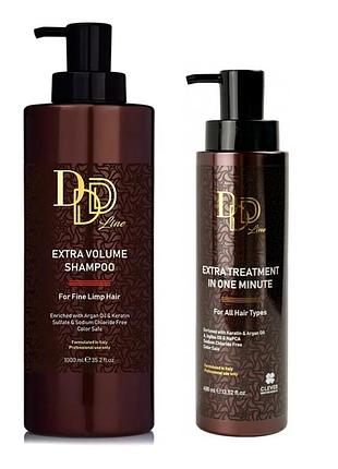 Набор косметики для тонких волос clever cosmetics шампунь extra volume 1000 мл +кондиционер treatment 400 мл