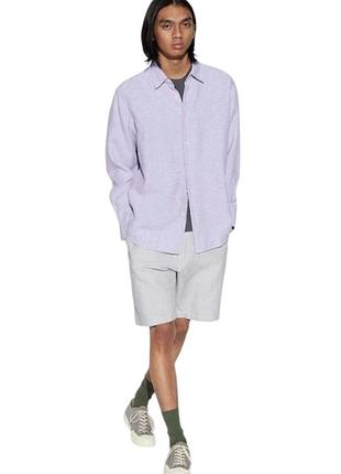 Бузкова лляна сорочка uniqlo premium linen / чоловіча сорочка із 100% льону xl