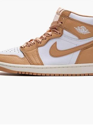 Кожаные кроссовки air jordan 1 high og “praline”,
 хайтопы натуральная кожа от nike оригал. размер по наборке 41см
