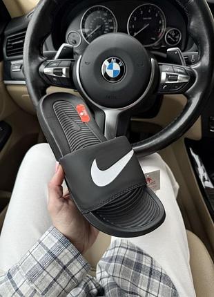 Тапки шльопанці nike black white logo
