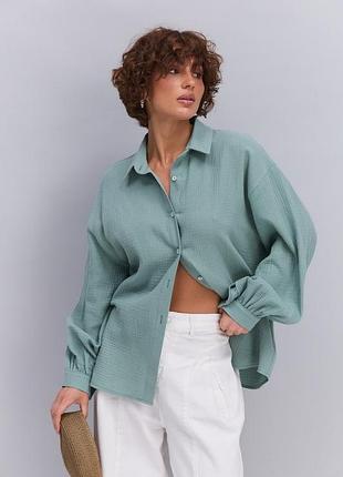 Акція оливкова муслінова сорочка oversize