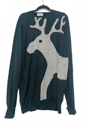 John smedley брендовый шерстяной джемпер  с оленем (made in england) xxl