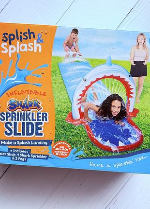 Нова надувна водна доріжка-ковзанка з розбризкувачем акула splish & splash