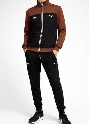 Чоловічий спортивний костюм puma двонитка туреччина веснянно/осіній ,шоколад -сірий,демісезонний преміум без капюшона
