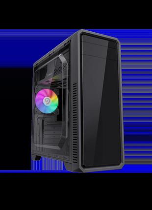 Ігровий корпус gamemax g561e-bk black з rgb-підсвічуванням і вентиляцією, без блоку живлення