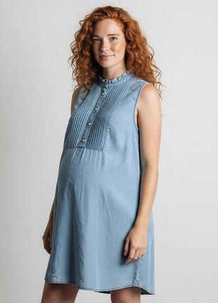 H&amp;m mama джинсовое платье для беременных с лиоцелла, голубое, s