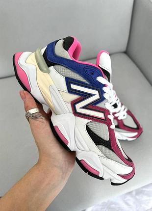 Жіночі світлі замшеві кросівки new balance 9060 white pink blue х нью беланс 41