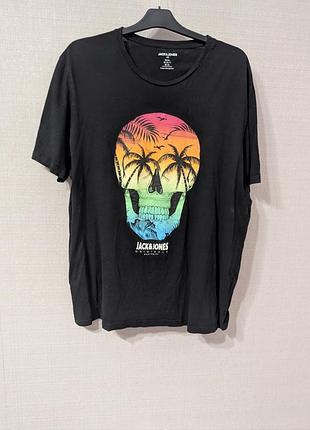 Футболка jack & jones originals 3xl чорна з принтом skull | оригінал