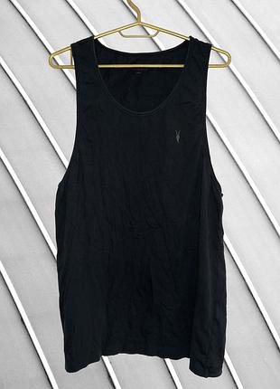 Чоловіча чорна майка allsaints m l оригінал оллсейнтс базова бавовняна майка без рукавів трикотажна літня стан ідеал 46 48
