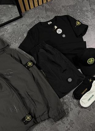 Комплект stone island з плащівки графітовий