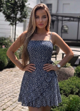 Летнее платье 💛тонкие регулируемые бретели 🌸 shein 👗 летнее платье мини 💙 на запах в цветочек сарафан