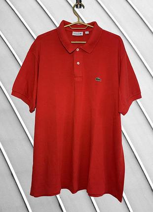 Мужская красная футболка поло lacoste 2xl 3xl оригинал лакост хлопковая с воротничком тенниска батал стан идеал 54 56