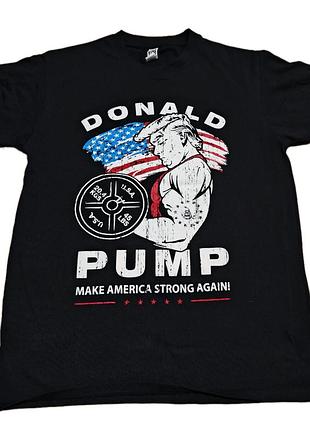 Футболка brisco brands «donald pump» черная, размер m, новая
