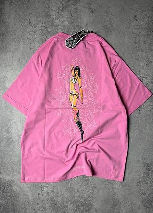 Рожева футболка chrome hearts
