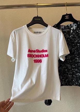 Футболка acne studios 💖  s-m пухнасті букви котон та льон