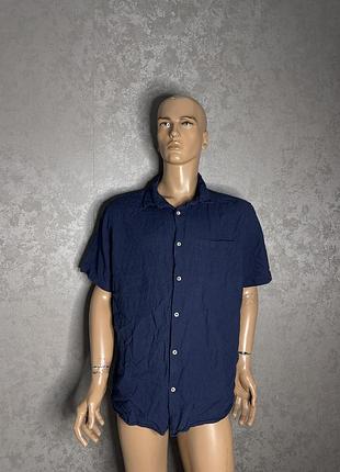 Лляна сорочка на короткий рукав великого розміру батал george, xxxxxl 60-62р