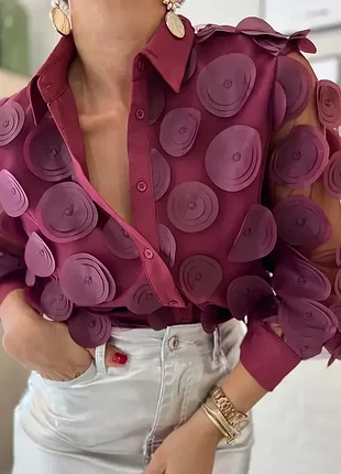 🖤блузка женская с объемными цветочными аппликациями🖤