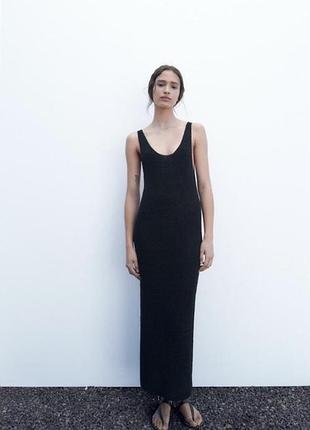 Чорна вʼязана максі сукня zara, s.