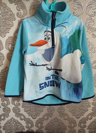 Детский флисовый свитер худи на молнии disney frozen с олафом