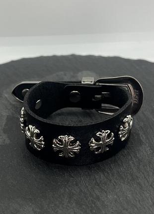 Шкіряний браслет chrome hearts