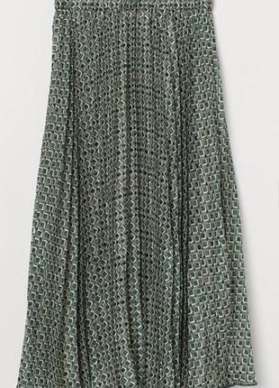 Зеленая юбка плиссе h&amp;m, m-xl