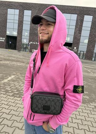 Чоловіча сумка через плече coach | стильний чоловічий месенджер барсетка коуч чорна