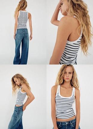 Полосатый топ в рубчик zara * майка в полоску зара
