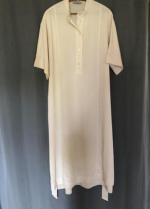 Сукня h&m розмір l, xl, світло бежевого кольору, з поясок, подовжена спинка, тоненька, з бежевою білизною не просвічує