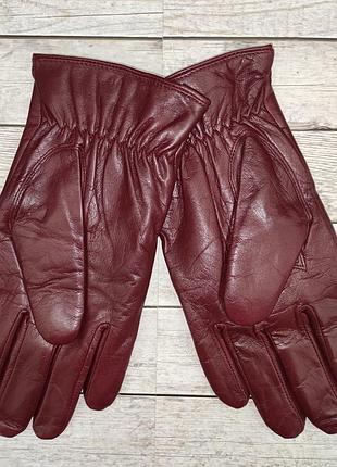 Италия перчатки мужские бордо кожаные лайка