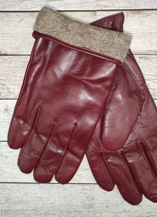 Италия перчатки мужские бордо кожаные лайка