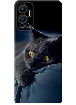 Чехол силиконовый на телефон infinix hot 12 дымчатый кот "825u-2864-58250"