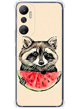Чохол силіконовий протиударний с посиленими кутами на телефон infinix hot 20 єнотик з кавуном "4605sp-2966-58250"