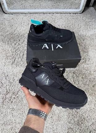 Чоловічі кросівки armani exchange чорні | спортивні кросівки a|x