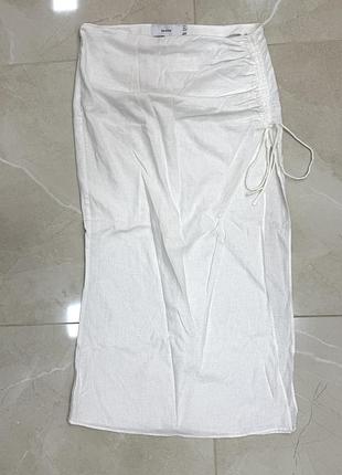 Лляна міді спідниця bershka