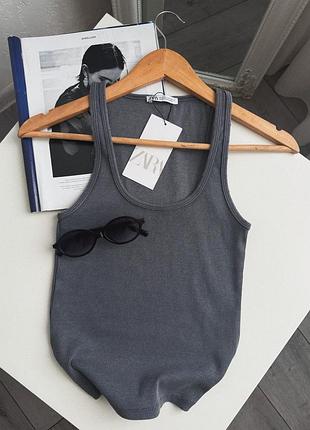 Вареная майка в рубчик zara * топ зара варенка