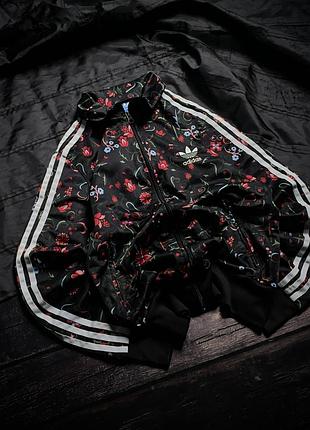 Rare women’s adidas big logo firebird all-over floral print track jacket