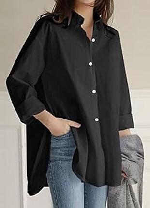 Рубашка h&m 100% хлопок коттон черная сорочка 100% бавовна чорна