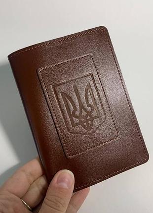 Обкладинка для військового квитка (коричнева шкіра) walltory