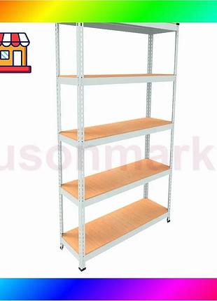Bs металлический стеллаж emby best mix light series (размер 1800х900x300мм) 5 полок дсп до 100кг белый bas77/n